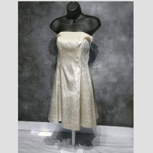 3/$15 Roberta Strapless Cream and Gold Dress